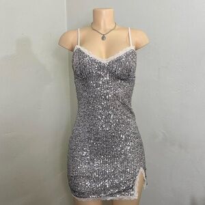 Wild Fable Silver Sequin Mini Dress